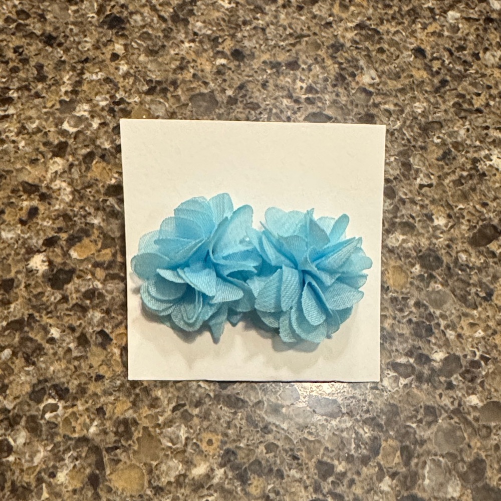 Blue Fluffy Flower Earrings